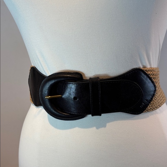 Ralph Lauren Womens tan wide Braided Leather Belt large buckle - Picture 2 of 14